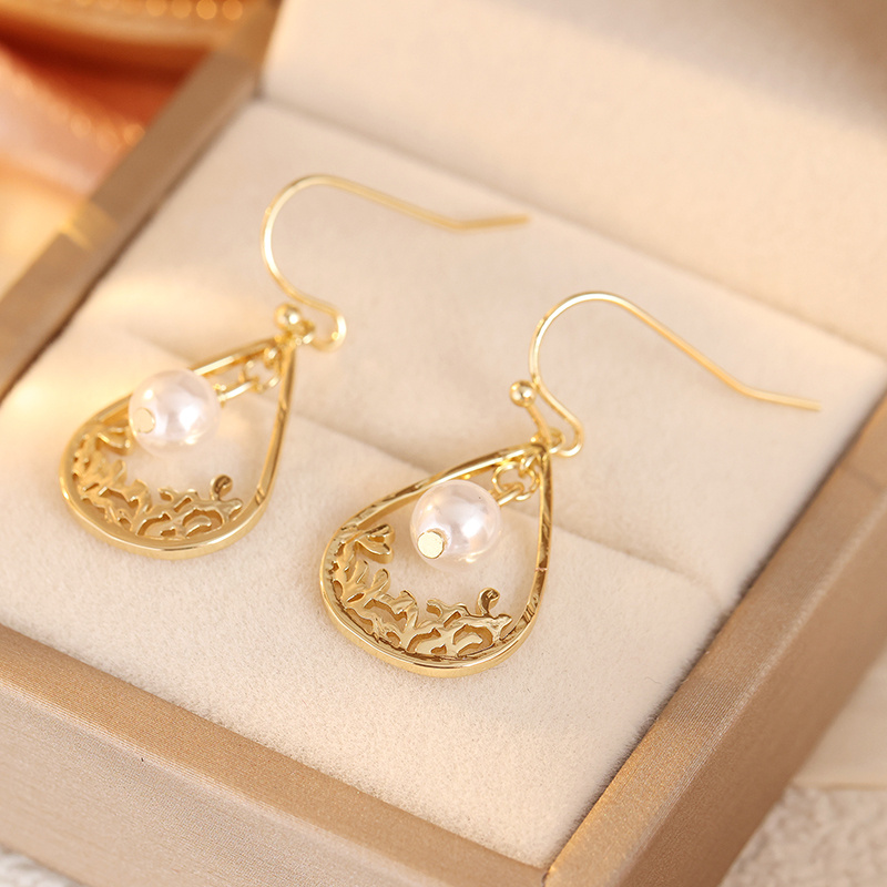 Vintage Hollow Water Drop Dangle Hook Earrings